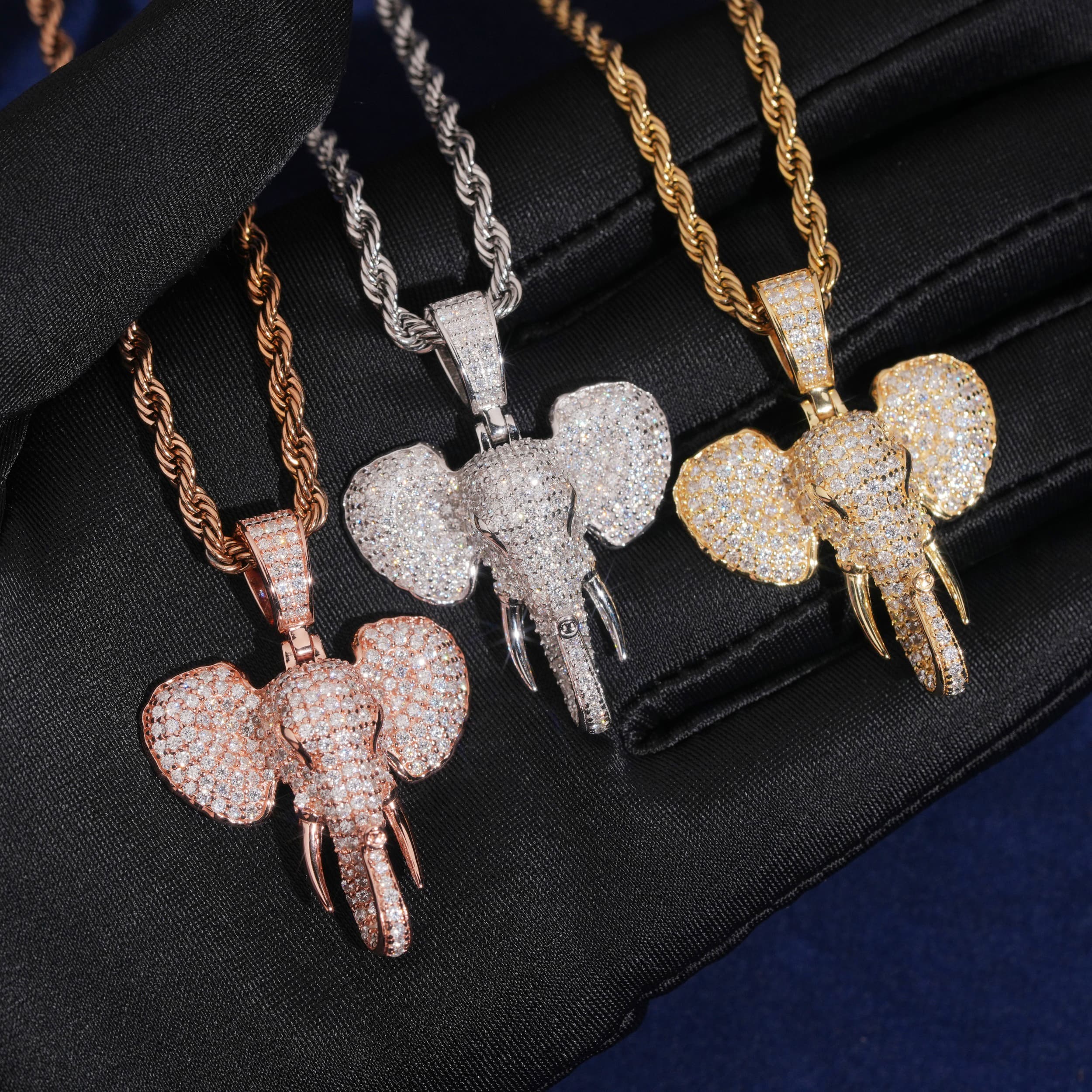 Iced Out Moissanite Diamond Elephant Charm Pendant