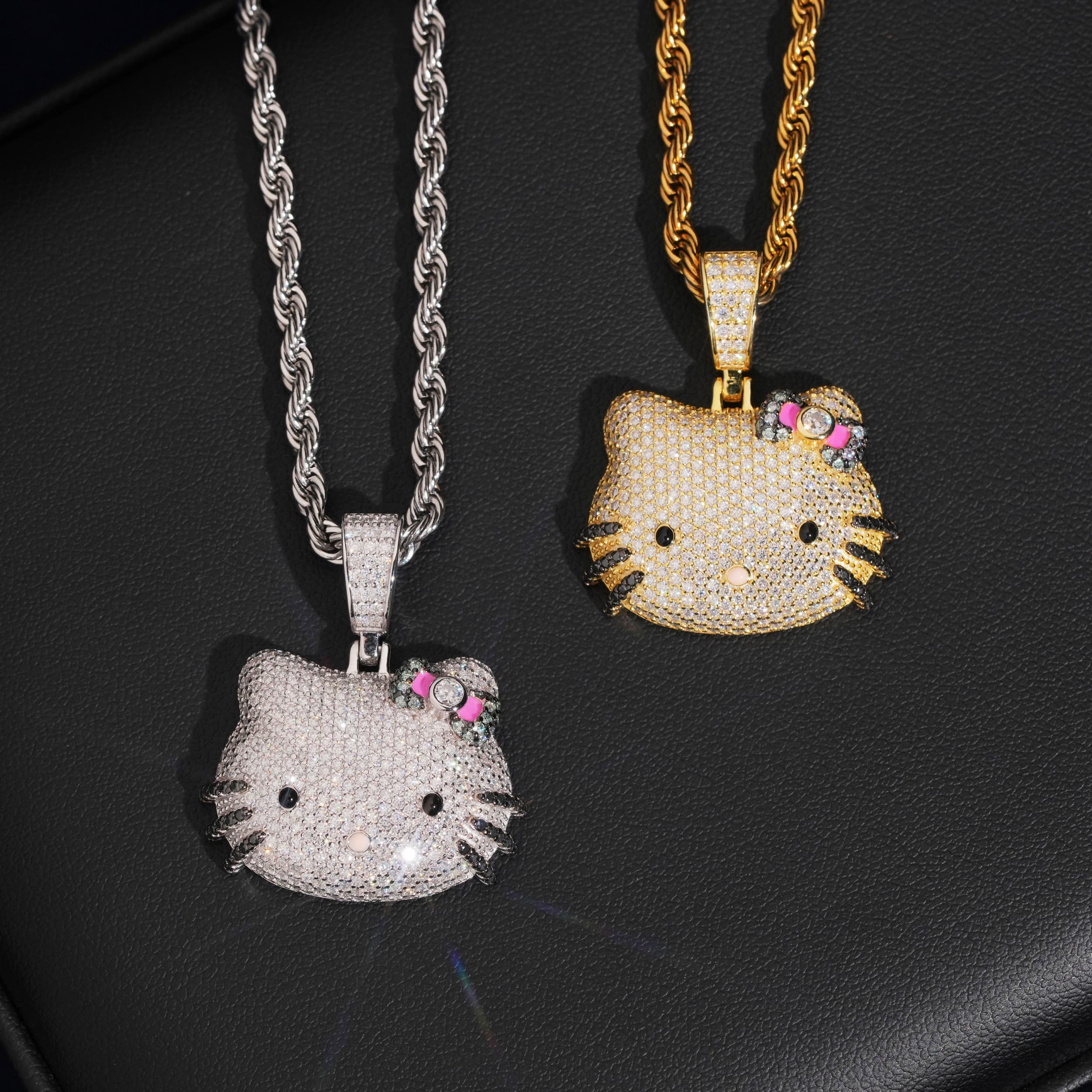 Iced Out Moissanite Diamond Hello Kitty pendant 925 Silver