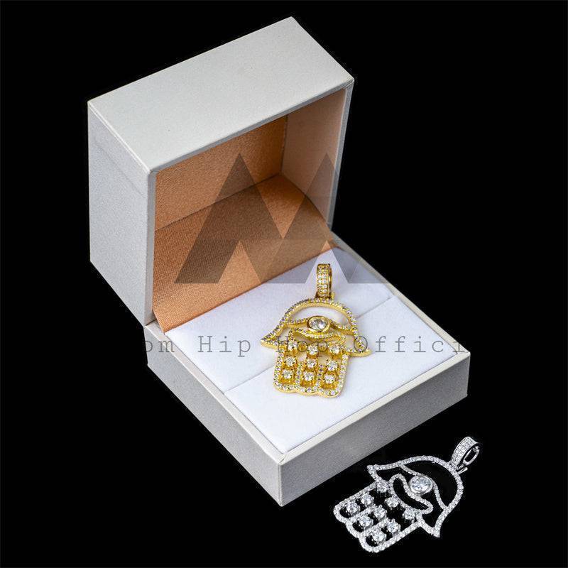 Men's hip hop jewelry with moissanite diamond Hamsa pendant suitable for 3MM tennis chain4