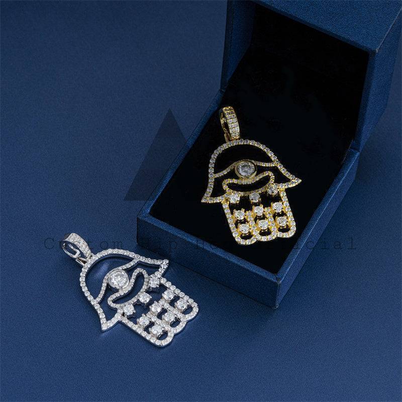 Men's hip hop jewelry with moissanite diamond Hamsa pendant suitable for 3MM tennis chain3