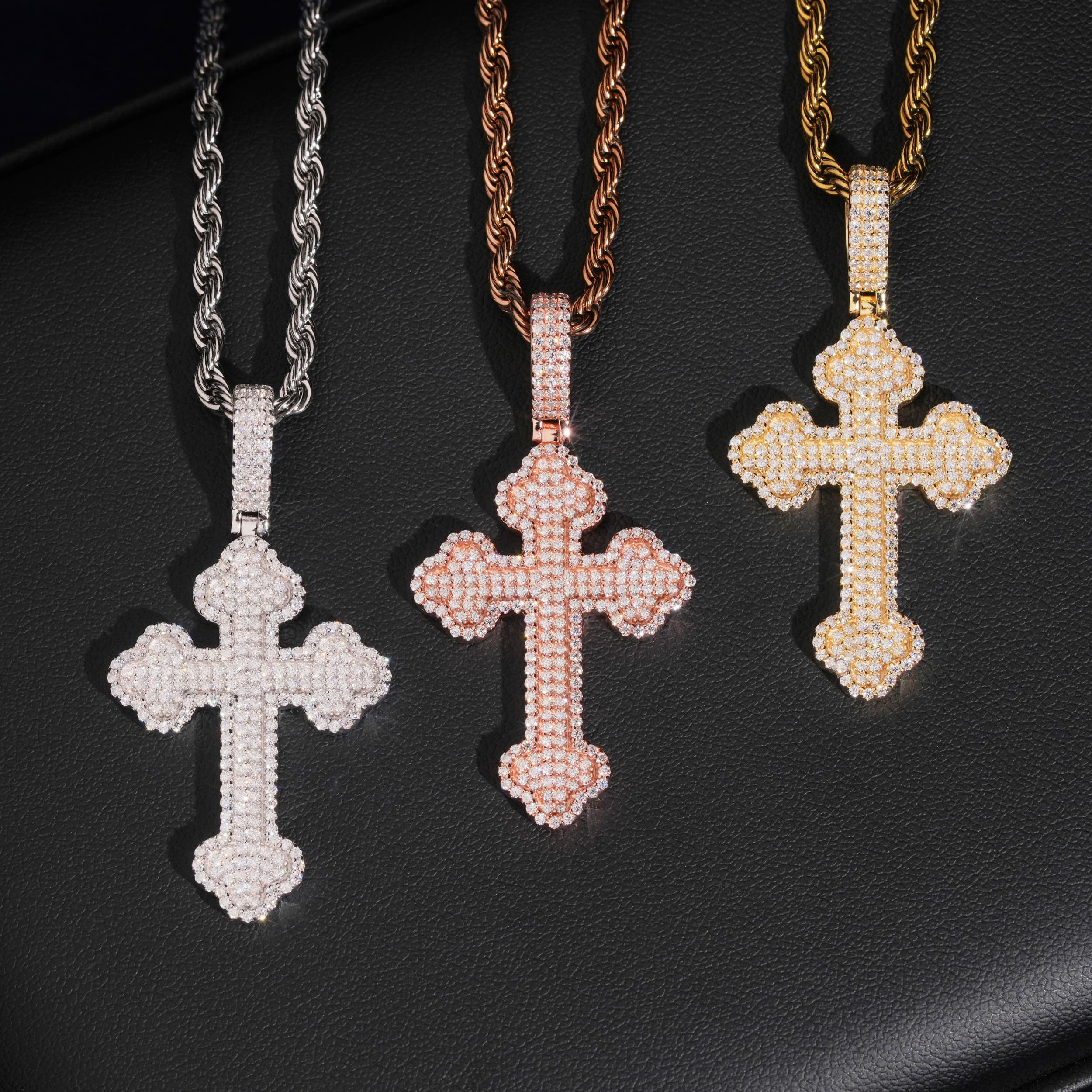 Chrome Heart Style Cross Pendant 1.5inch Moissanite Diamond