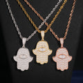VVS Moissanite Diamond Hamsa Pendant Solid Silver