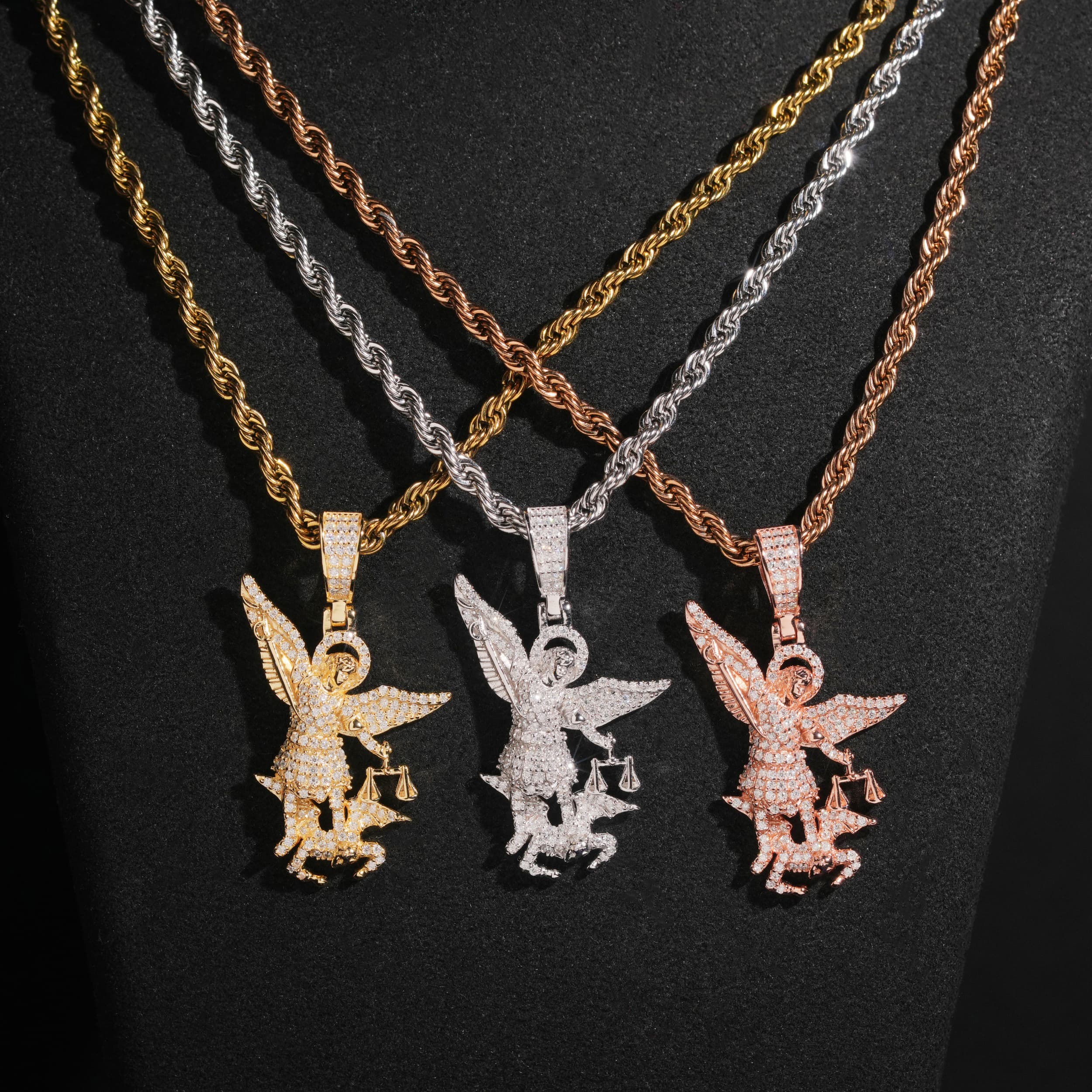 925 Sterling Silver Moissanite Saint Michael Pendant Charm