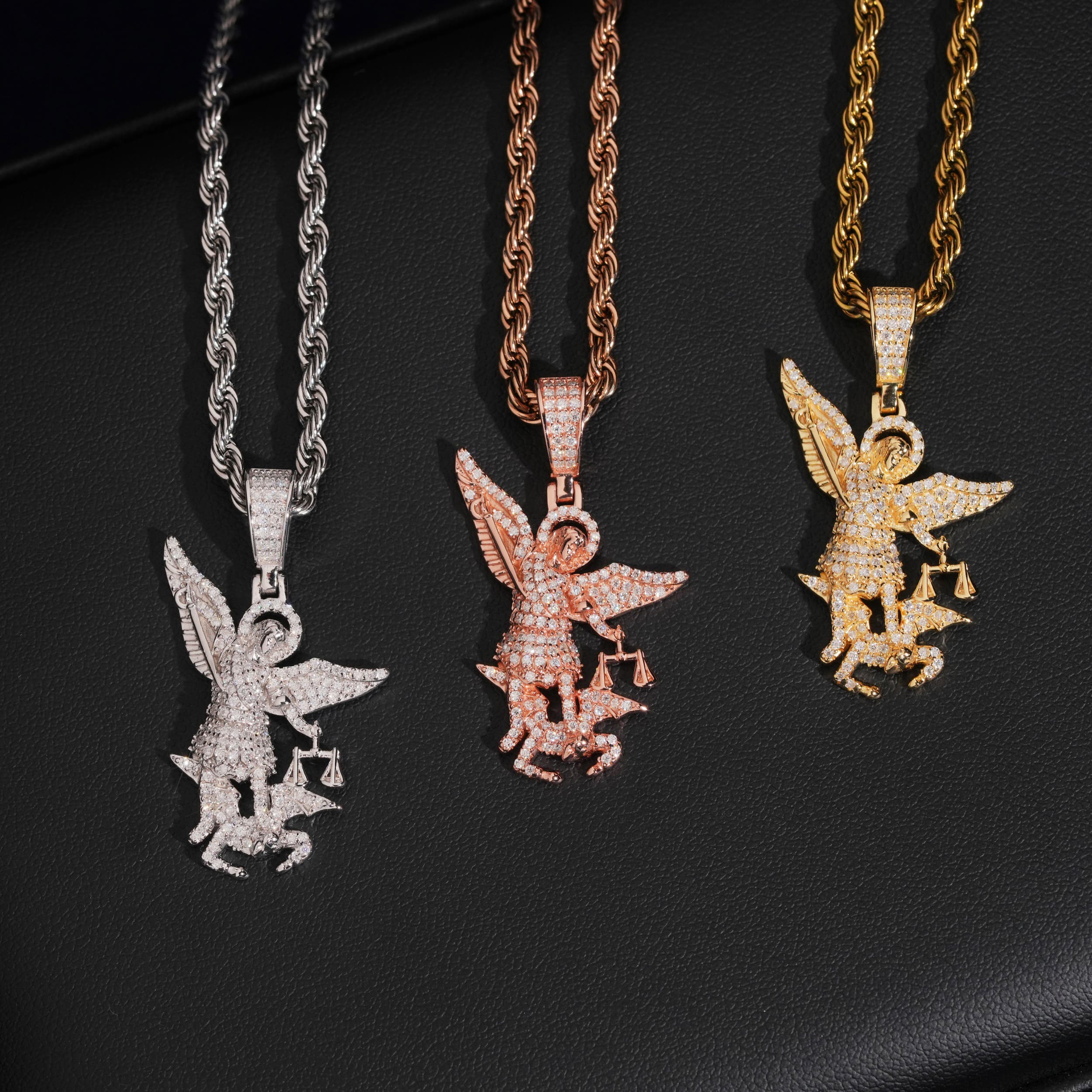 925 Sterling Silver Moissanite Saint Michael Pendant Charm