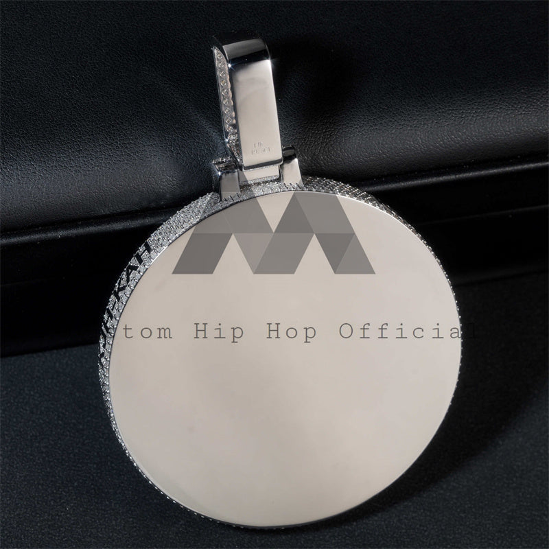 Moissanite Hip Hop Custom Made 2.5 "Logotipo Círculo Iced Out Pingente Adequado para Corrente de Elo Cubano de 13 MM