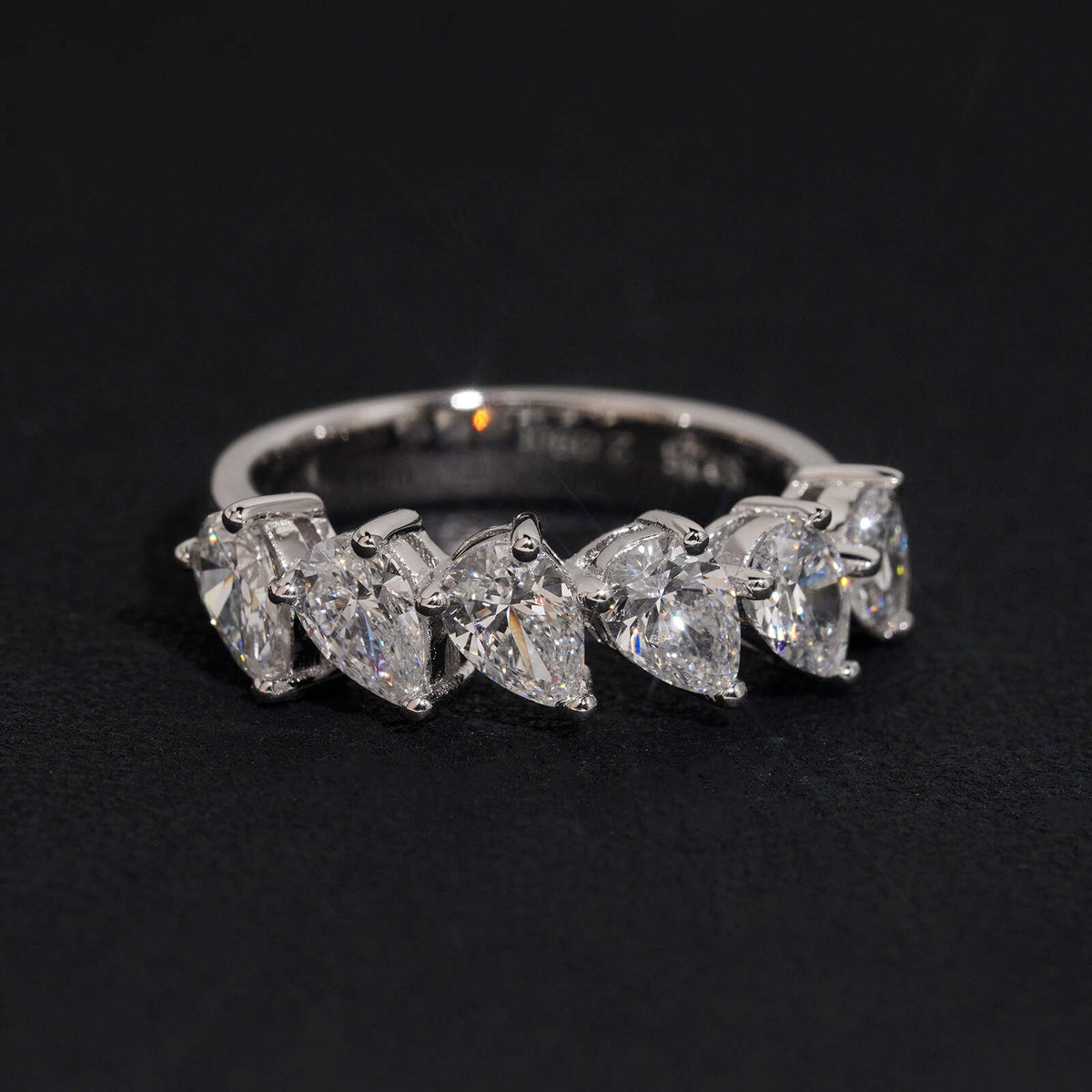3CT Pear Cut VVS Lab Grown Diamond Eternity Ring Band