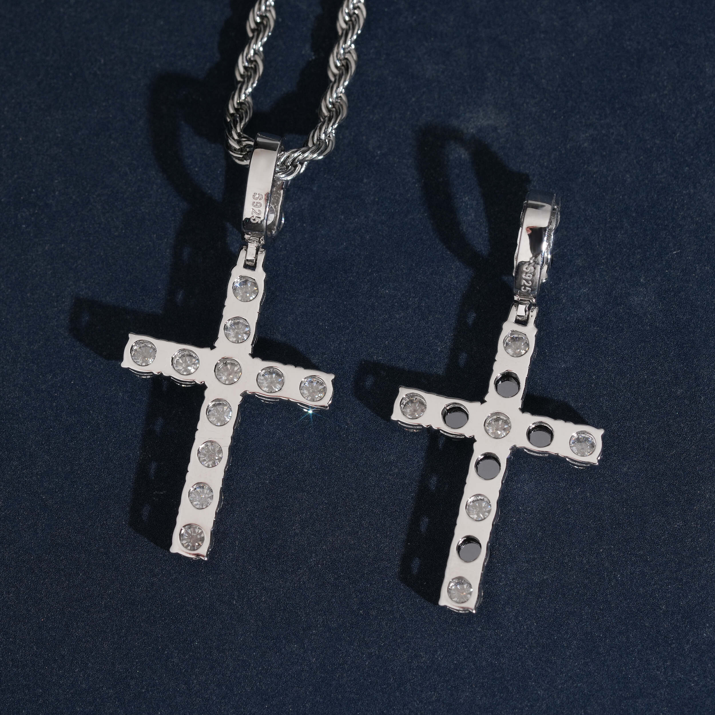 4MM Moissanite Diamond Inverted Upside Down Setting Solitaire Cross Pendant