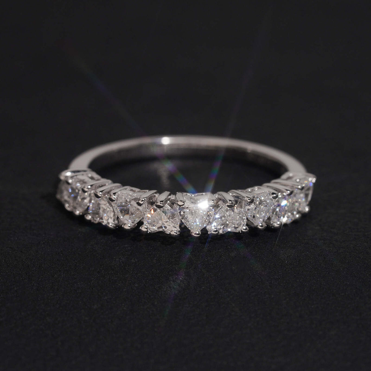 1CT Heart Cut Lab Grown Diamond Eternity Ring Band