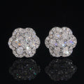 925 Silver VVS Moissanite Diamond Double Layers Cluster Studs Earrings Screw Back