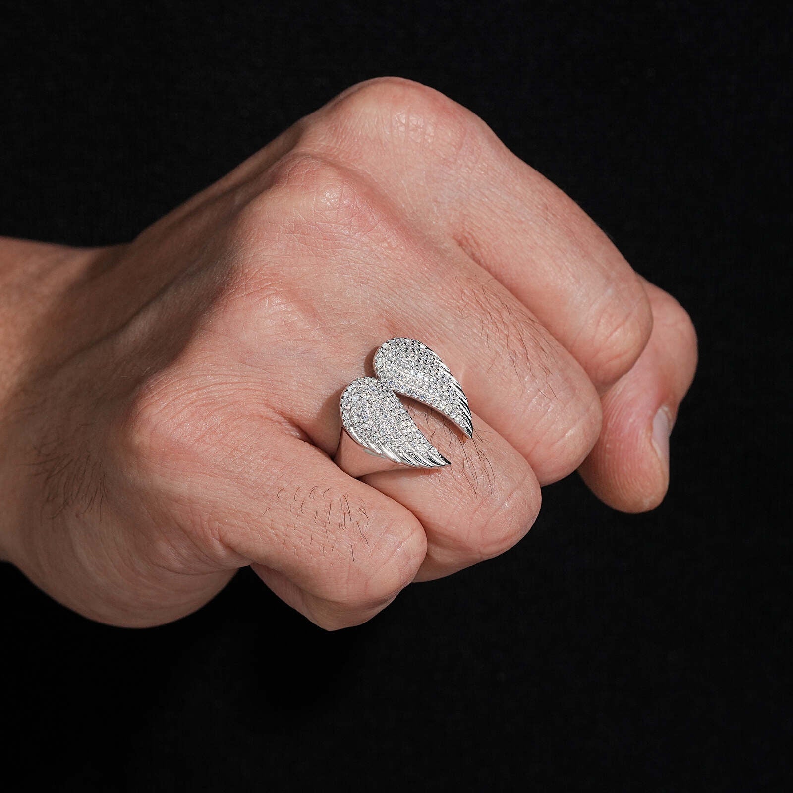 Double Wings Men Moissanite Diamond Ring 925 Silver