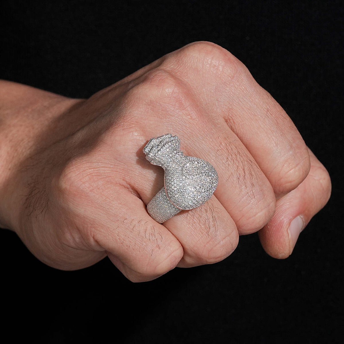 Dollar Sign Money Bag Ring Men Iced Out Moissanite Ring Jewelry