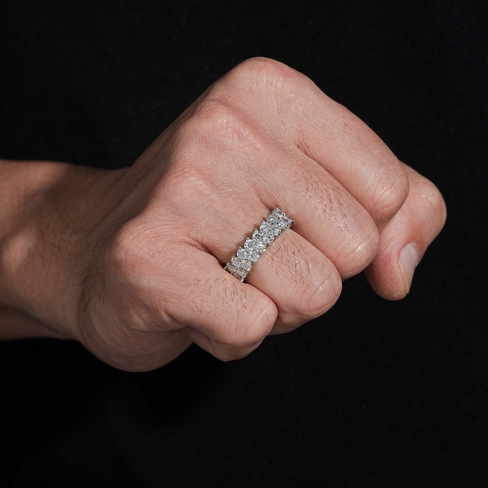 Double Row Moissanite Eternity Ring For Men