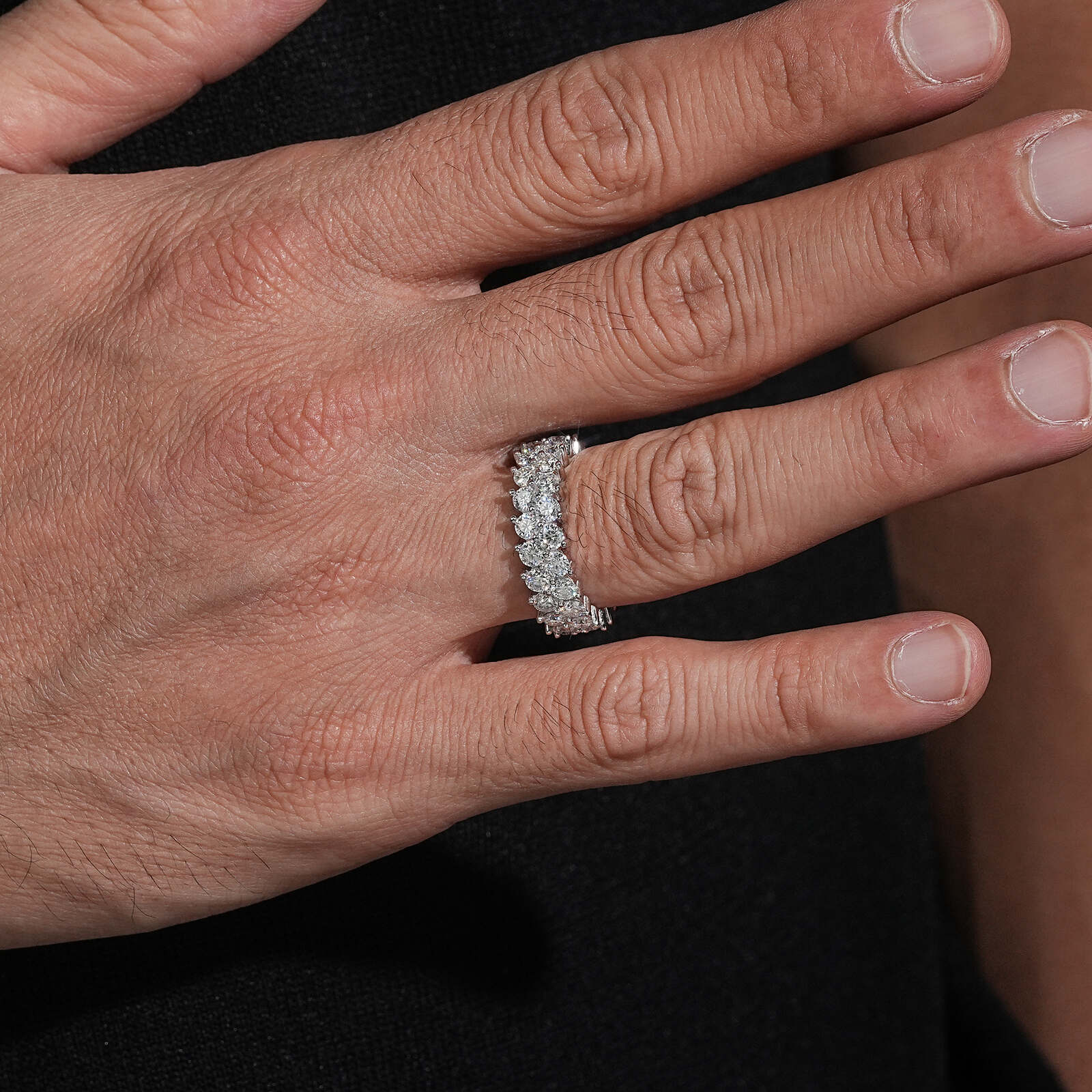 Double Row Moissanite Eternity Ring For Men