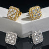 Mix Size Square Stud Earrings Hip Hop Moissanite Diamond Pass Diamond Tester