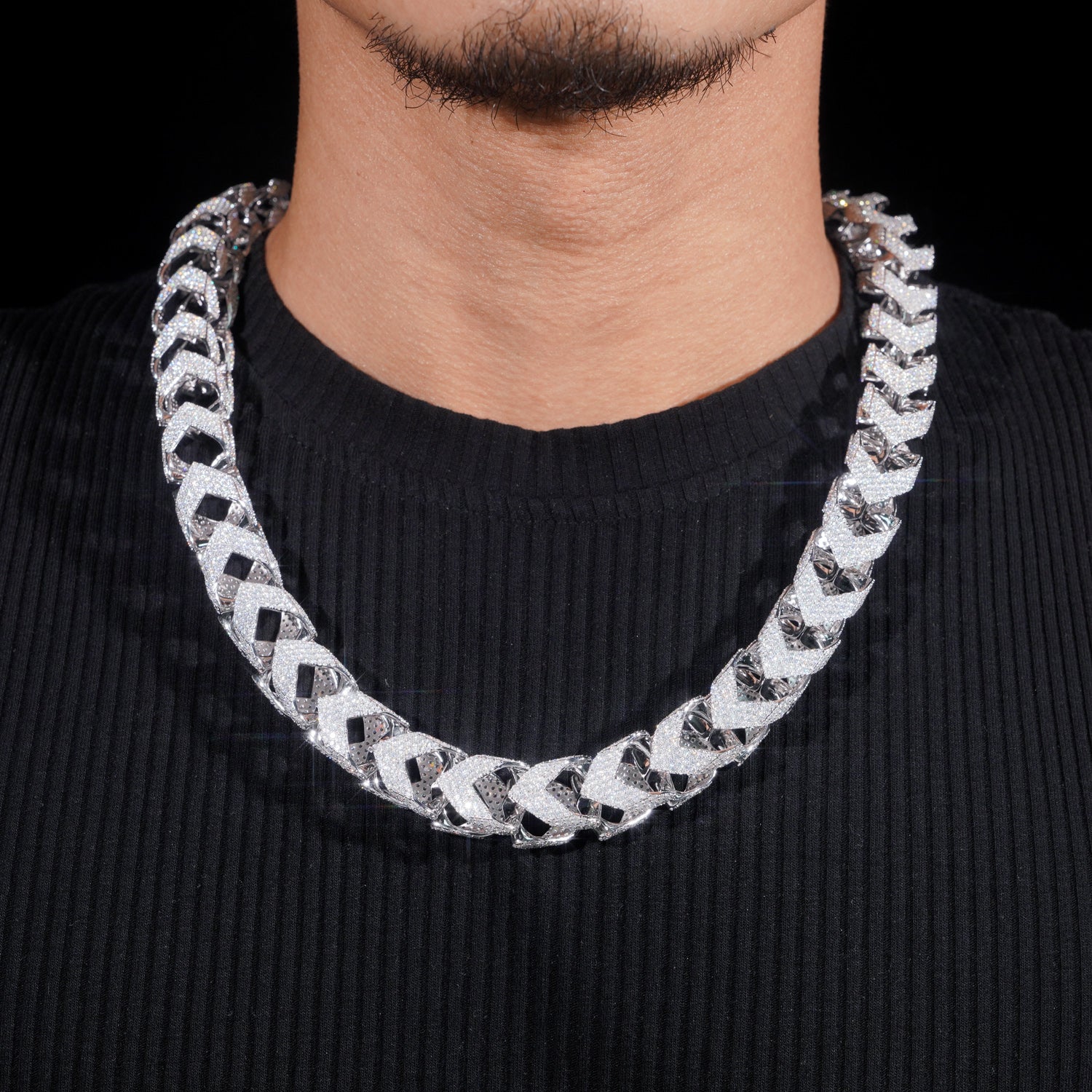 15MM Width Fully Iced Franco Chain Necklace Moissanite Chain