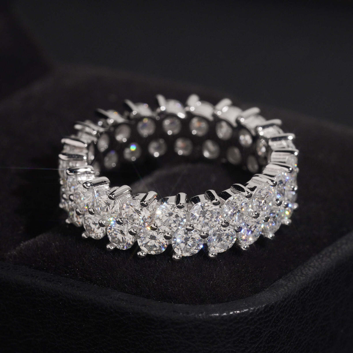 Double Row Moissanite Eternity Ring For Men