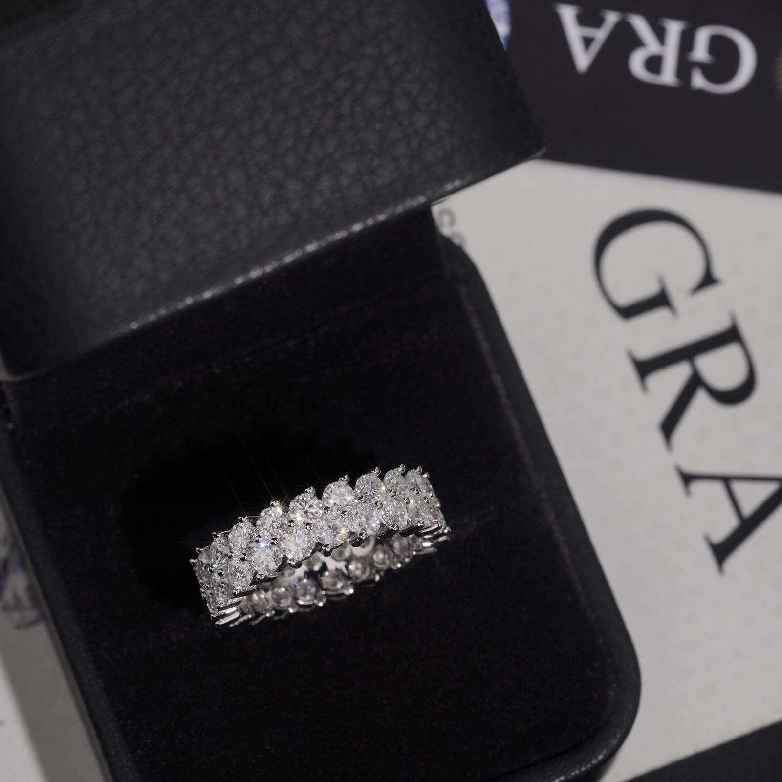 Double Row Moissanite Eternity Ring For Men