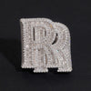 Baguette Cut 925 Sterling Silver Double R Moissanite Letter Ring