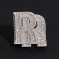 Baguette Cut 925 Sterling Silver Double R Moissanite Letter Ring