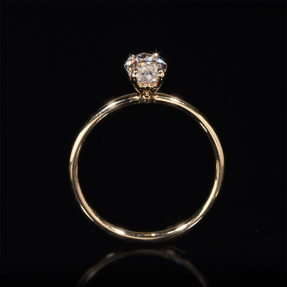 1CT Marquise Cut 10k 14k 18k Real Yellow Gold Solitaire Ring Moissanite Diamond For Women