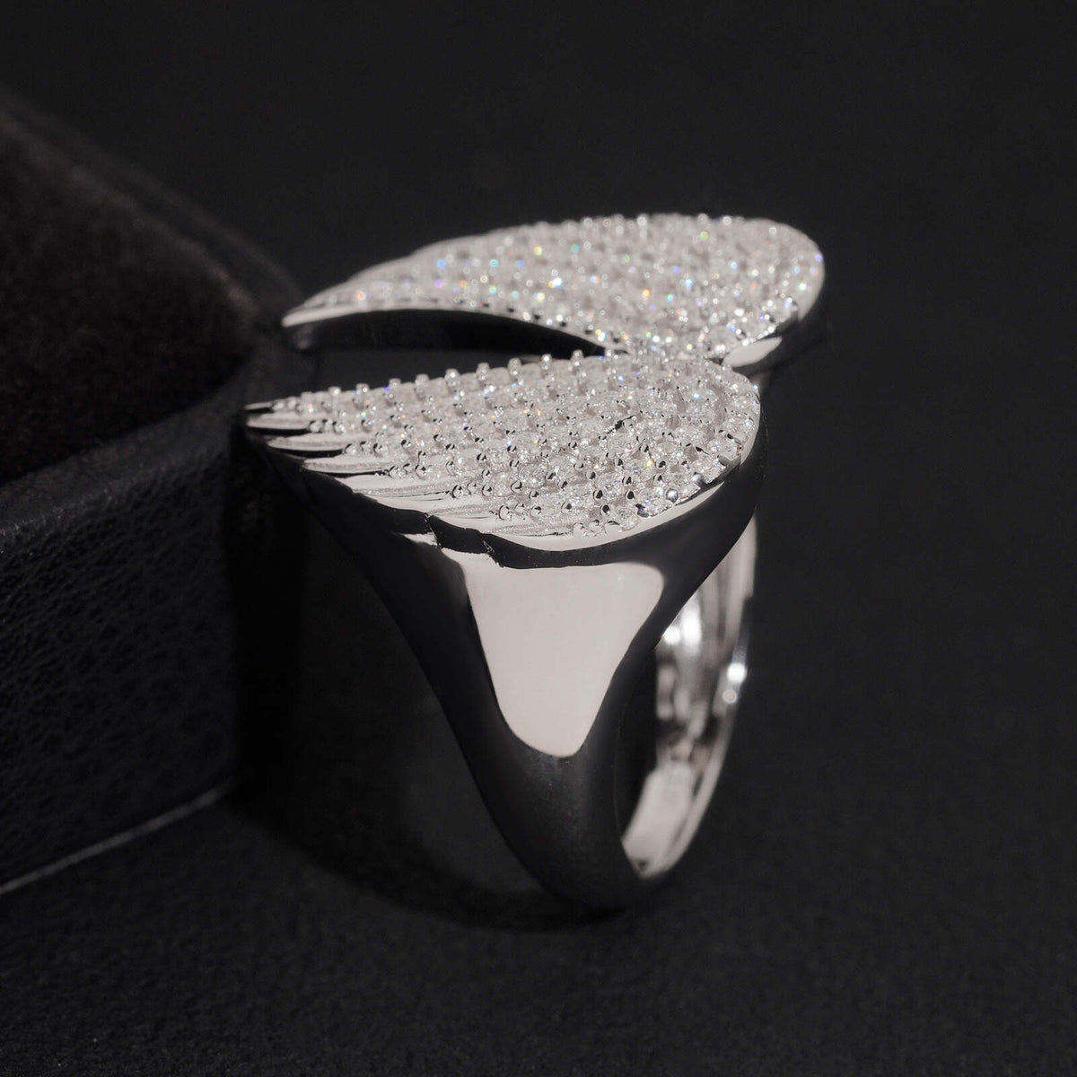 Double Wings Men Moissanite Diamond Ring 925 Silver