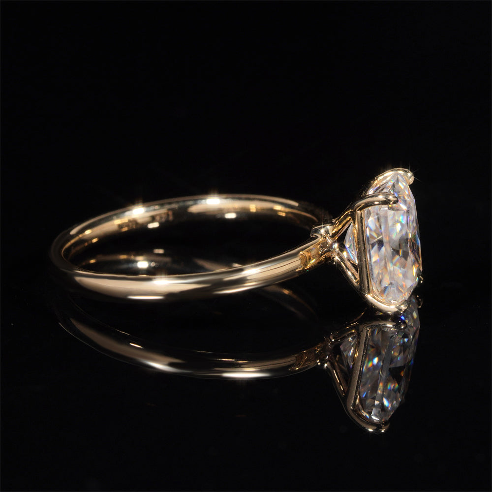 2CT Radiant Cut Solitaire Moissanite Diamond Ring 10k 14k 18k Real Yellow Gold