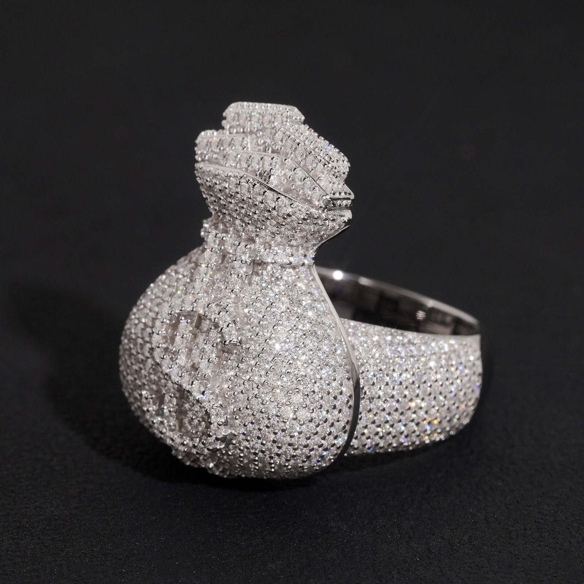 Dollar Sign Money Bag Ring Men Iced Out Moissanite Ring Jewelry