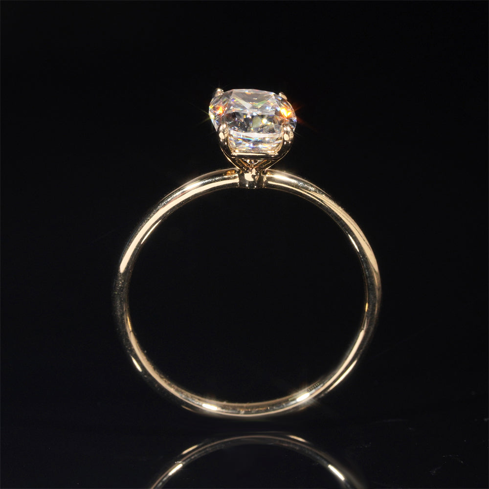 10k 14k 18k Yellow Gold Cushion Cut 2CT Moissanite Solitaire Ring