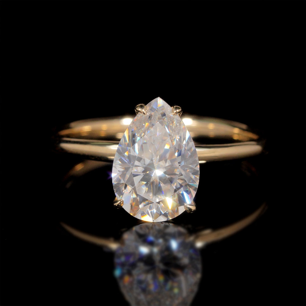 10K 14K 18K Yellow Gold 1CT Pear Cut VVS D Color Moissanite Engagement Ring Solitaire Style