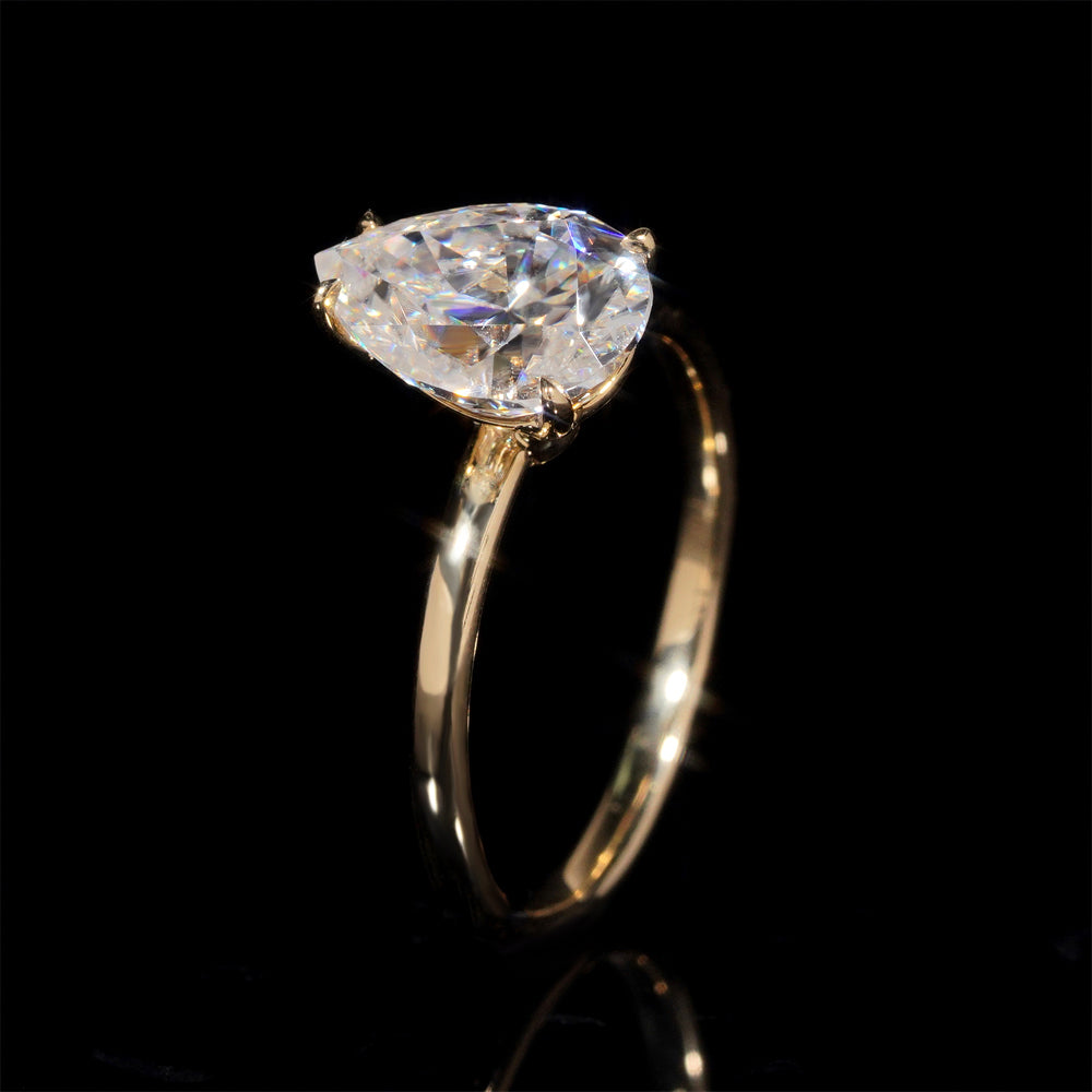 10K 14K 18K Yellow Gold 1CT Pear Cut VVS D Color Moissanite Engagement Ring Solitaire Style