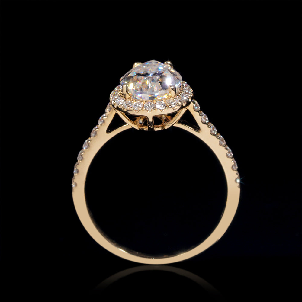 10K 14K 18K Yellow Gold 3CT Pear Cut VVS Moissanite Engagement Ring