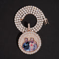 Moissanite Diamond Silver 1.75Inch Mosaic Setting Photo Memory Pendant