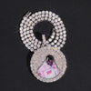 925 Sterling Silver Moissanite Photo Memory Pendant Mosaic Setting
