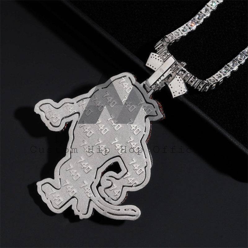 Iced Out Hip Hop Custom Made 3D Tiger Pendant With Moissanite Fit For 5MM Tennis Chain