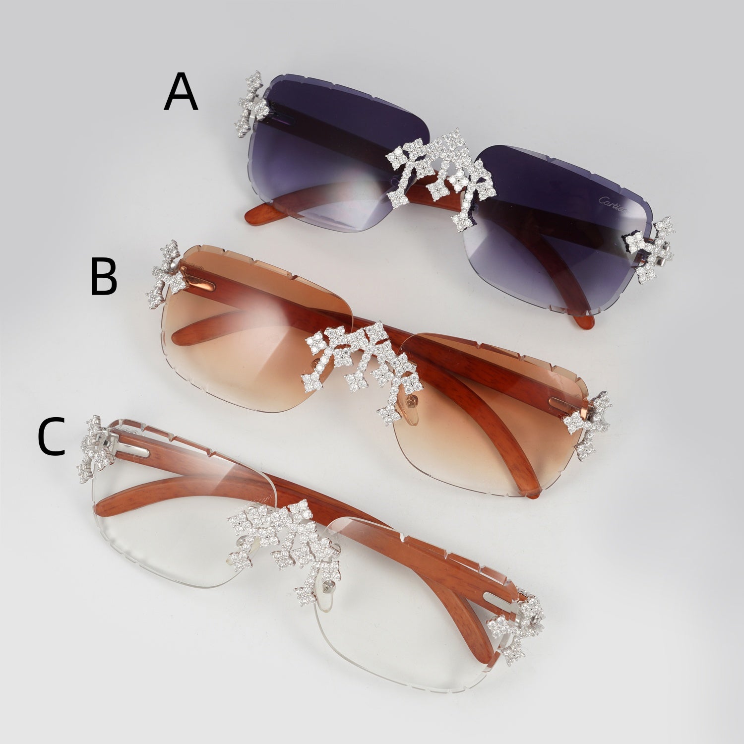 Cross Charm Style VVS Moissanite Diamond Sunglasses Sterling Silver