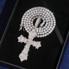 925 Silver Moissanite Diamond Skull Cross Pendant Charm Men Jewelry