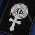 925 Silver Moissanite Diamond Skull Cross Pendant Charm Men Jewelry