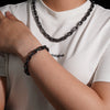 925 Sterling Silver 8MM Hermes Link Chain VVS Black Moissanite Diamond