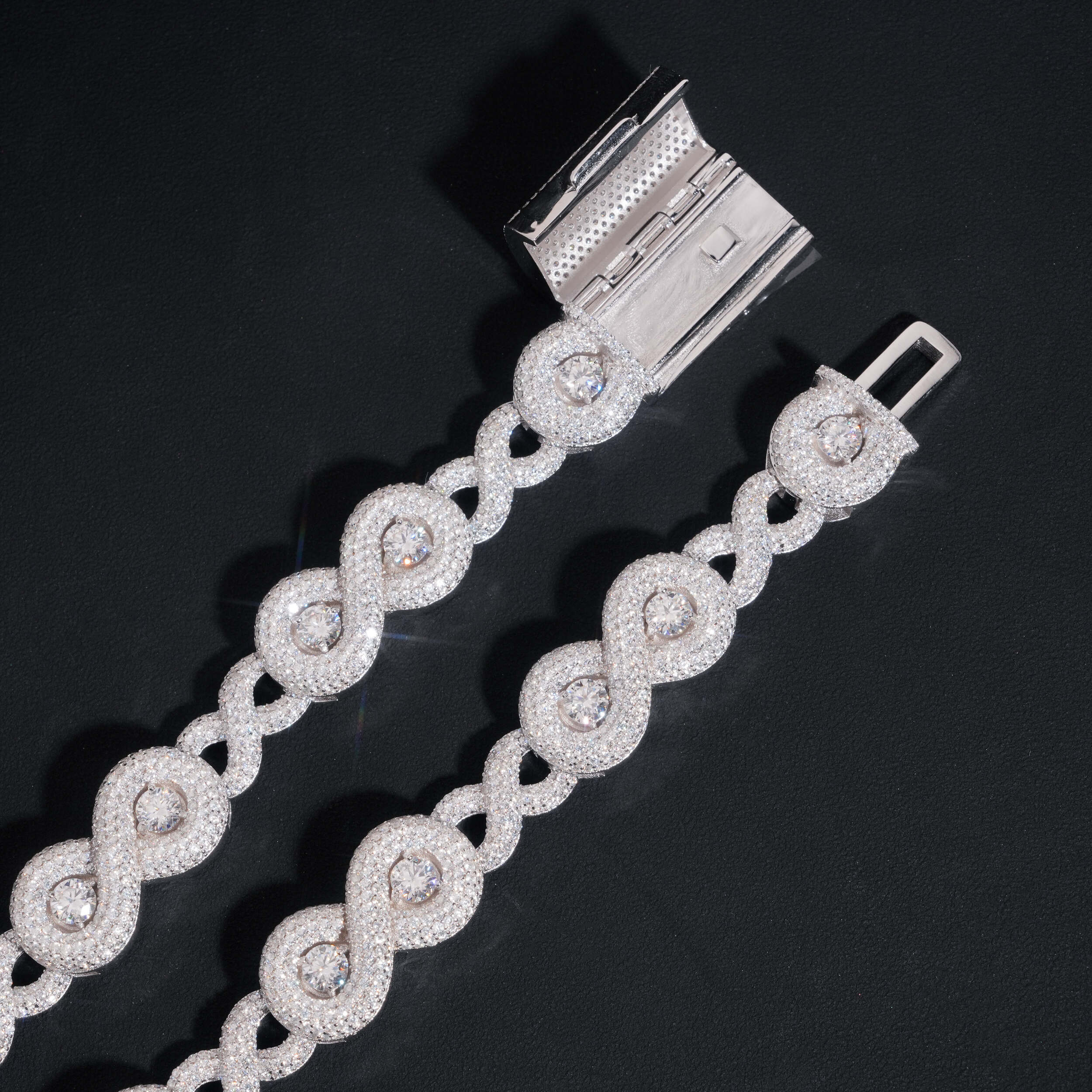 Sterling Silver 18MM Infinity Chain Necklace VVS Moissanite Diamond
