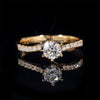 14K Yellow Gold 1CT Six Prongs VVS Moissanite Diamond Engagement Ring Women