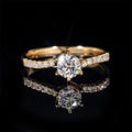 14K Yellow Gold 1CT Six Prongs VVS Moissanite Diamond Engagement Ring Women
