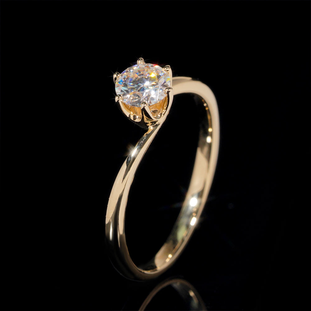 VVS D Color 1CT Moissanite Diamodn 14K Real Yellow Gold Women Wedding Ring