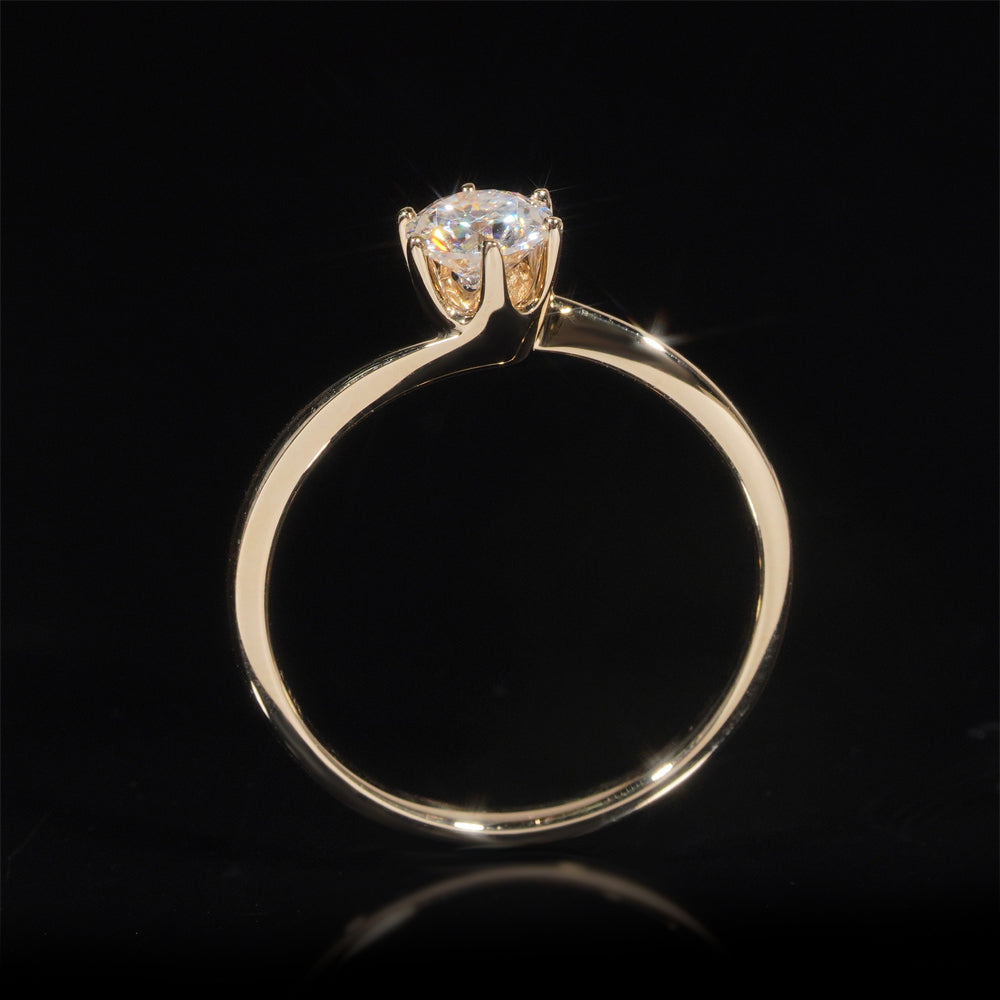 VVS D Color 1CT Moissanite Diamodn 14K Real Yellow Gold Women Wedding Ring