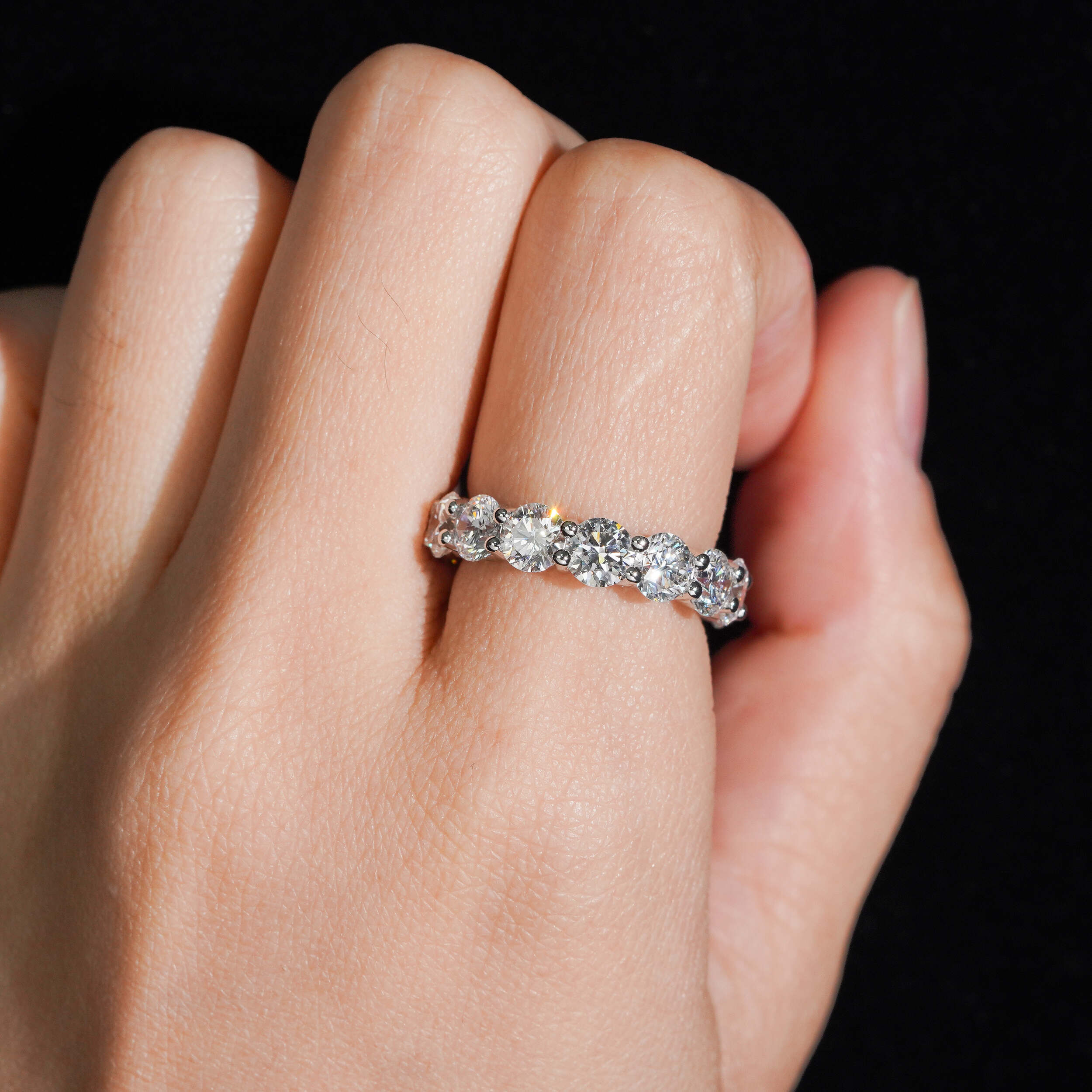 925 Sterling Silver Lab Grown Diamond 5MM Eternity Ring Band