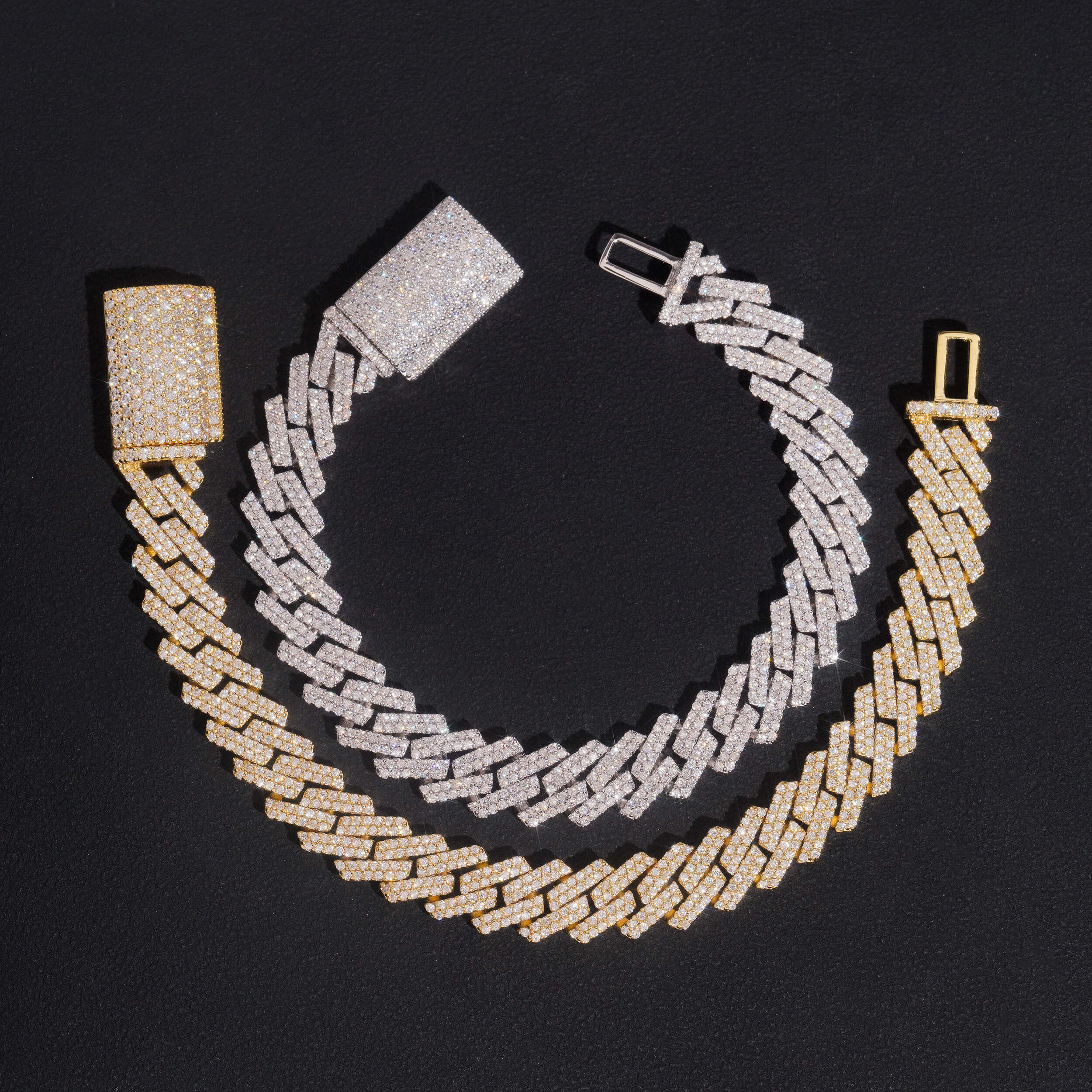 10MM Two Rows Sterling Silver Lab Grown Diamond Cuban Bracelet