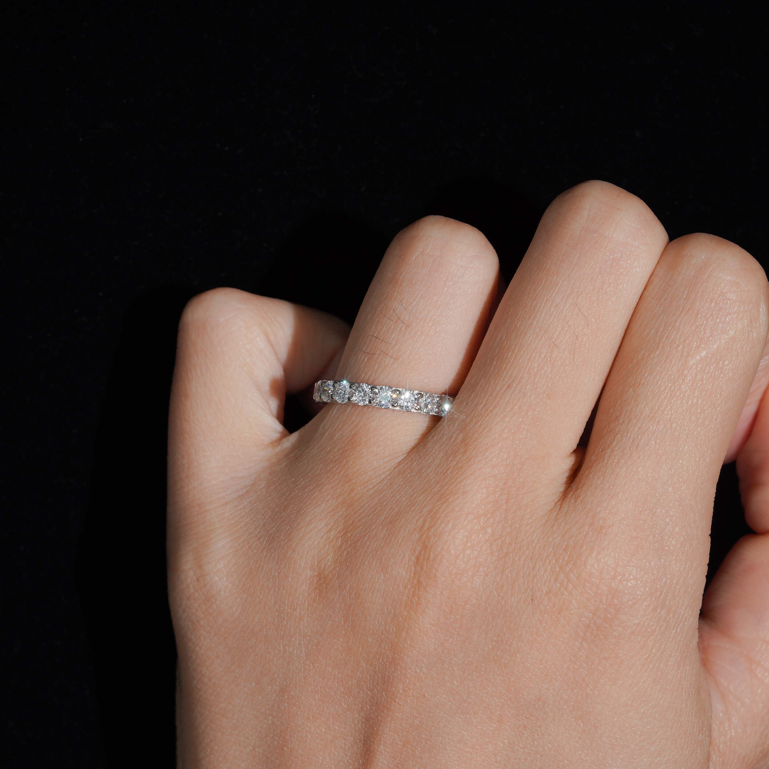 925 Sterling Silver Lab Grown Diamond 3MM Eternity Ring Band
