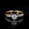 1CT 14K Real Yellow Gold VVS Moissanite Diamond Engagement Ring Wedding Jewelry For Women