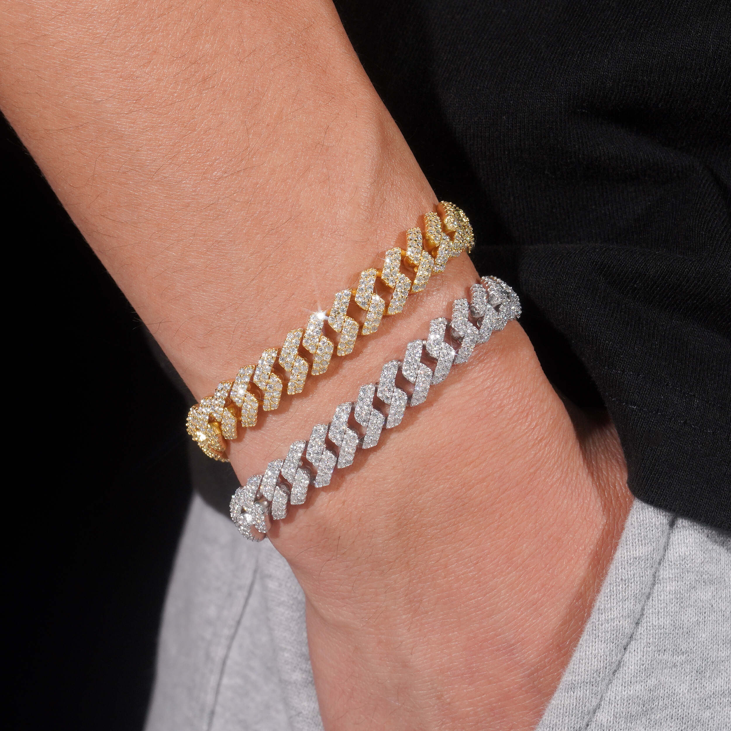 VVS Moissanite Diamond Cuban Bracelet Brass 86MM