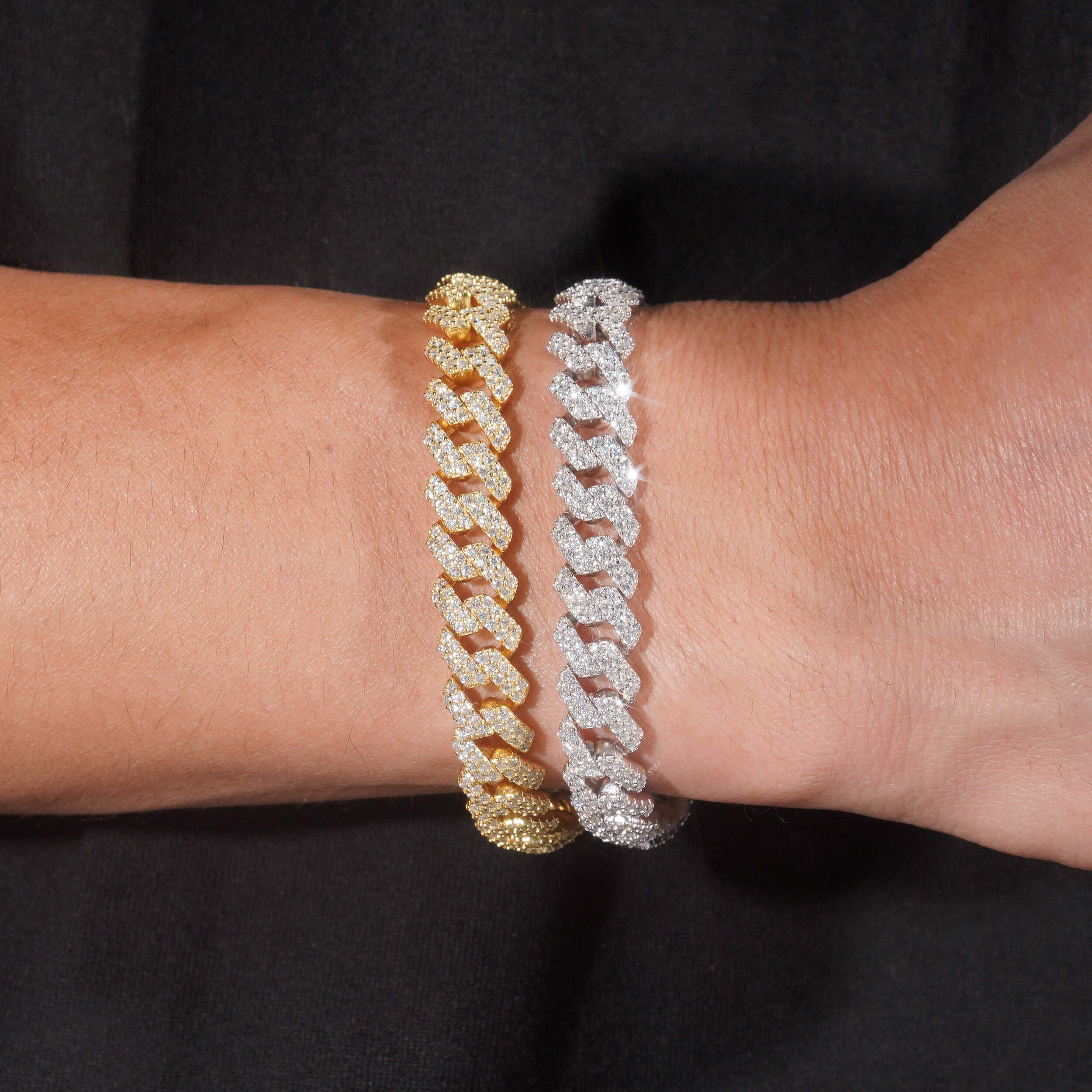 VVS Moissanite Diamond Cuban Bracelet Brass 86MM