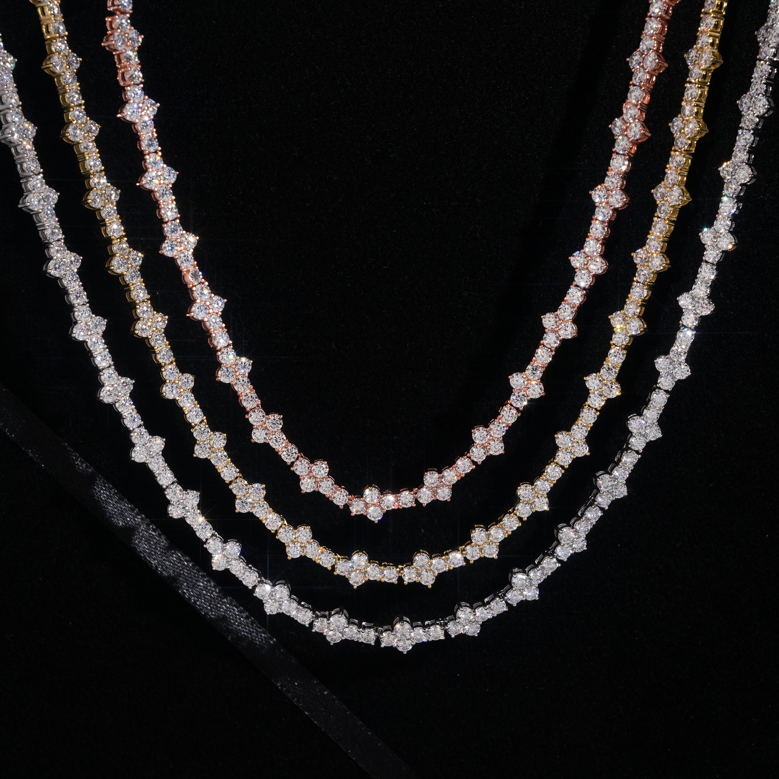 3MM 4MM Moissanite Cross Tennis Chain 10K Gold